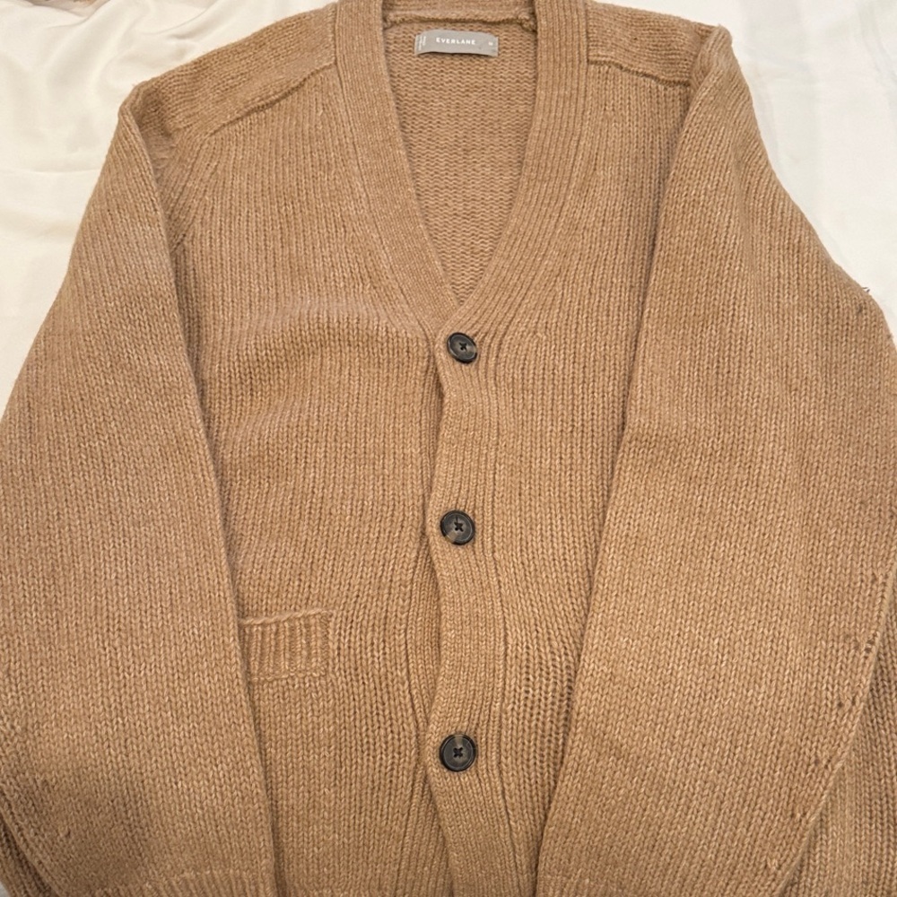 Everlane Tan Button-Up Cardigan